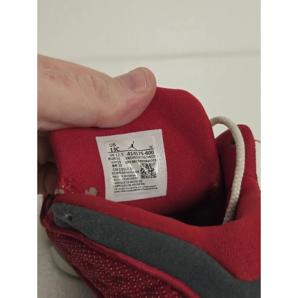 Nike Air Jordan 13 Retro PS Sneakers Gym Red Flint Grey 414575-600 Kids Sz 13C